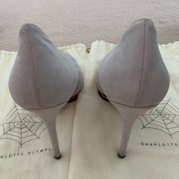 Charlotte Olympia Platform Heels Light Grey Suede - Picture 2 of 4